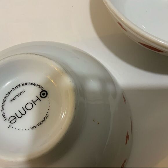 Target Home Pressed Petals Cereal Soup Bowls Red Flowers Leaves Set of 2 G18 - Picture 5 of 8